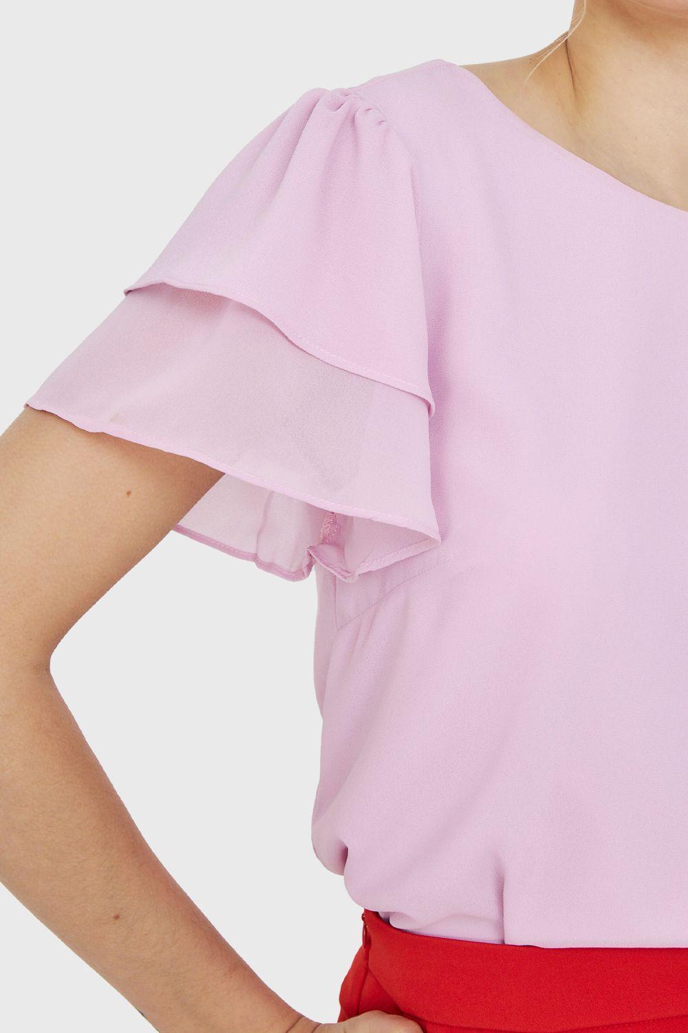 Blusa Mangas Vuelos Rosado Nicopoly-5