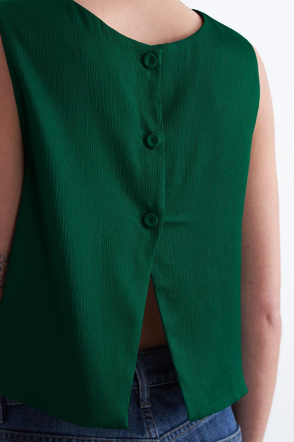 Top Corto Tipo Satín Verde Nicopoly-7