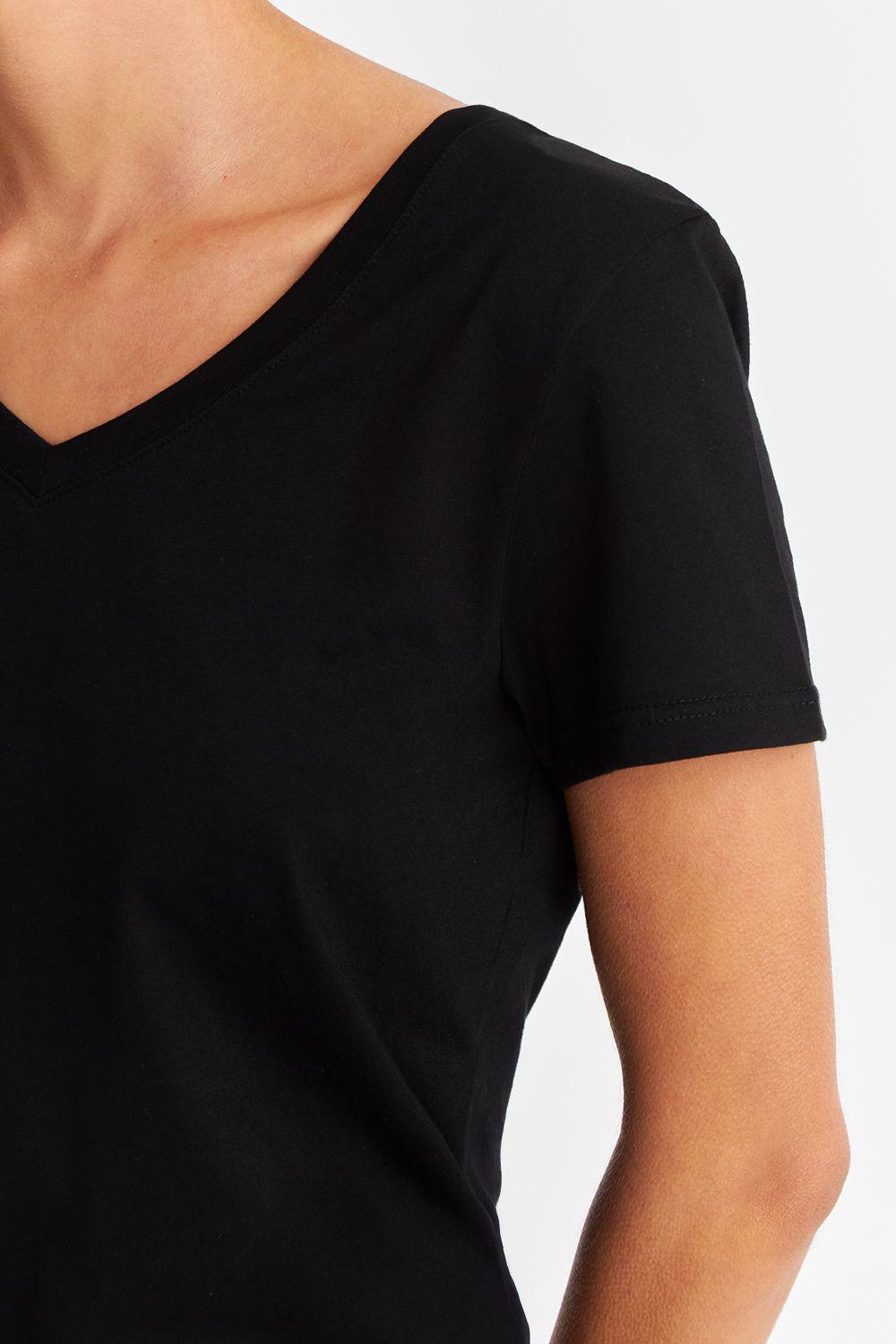 Polera Escote en V Básica Negro Nicopoly-5