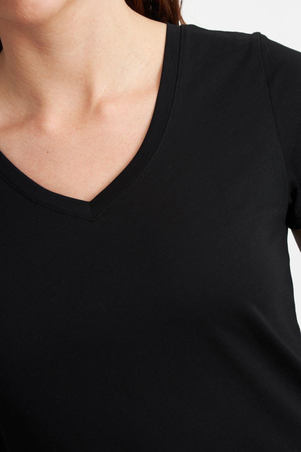 Polera Escote en V Básica Negro Nicopoly-5