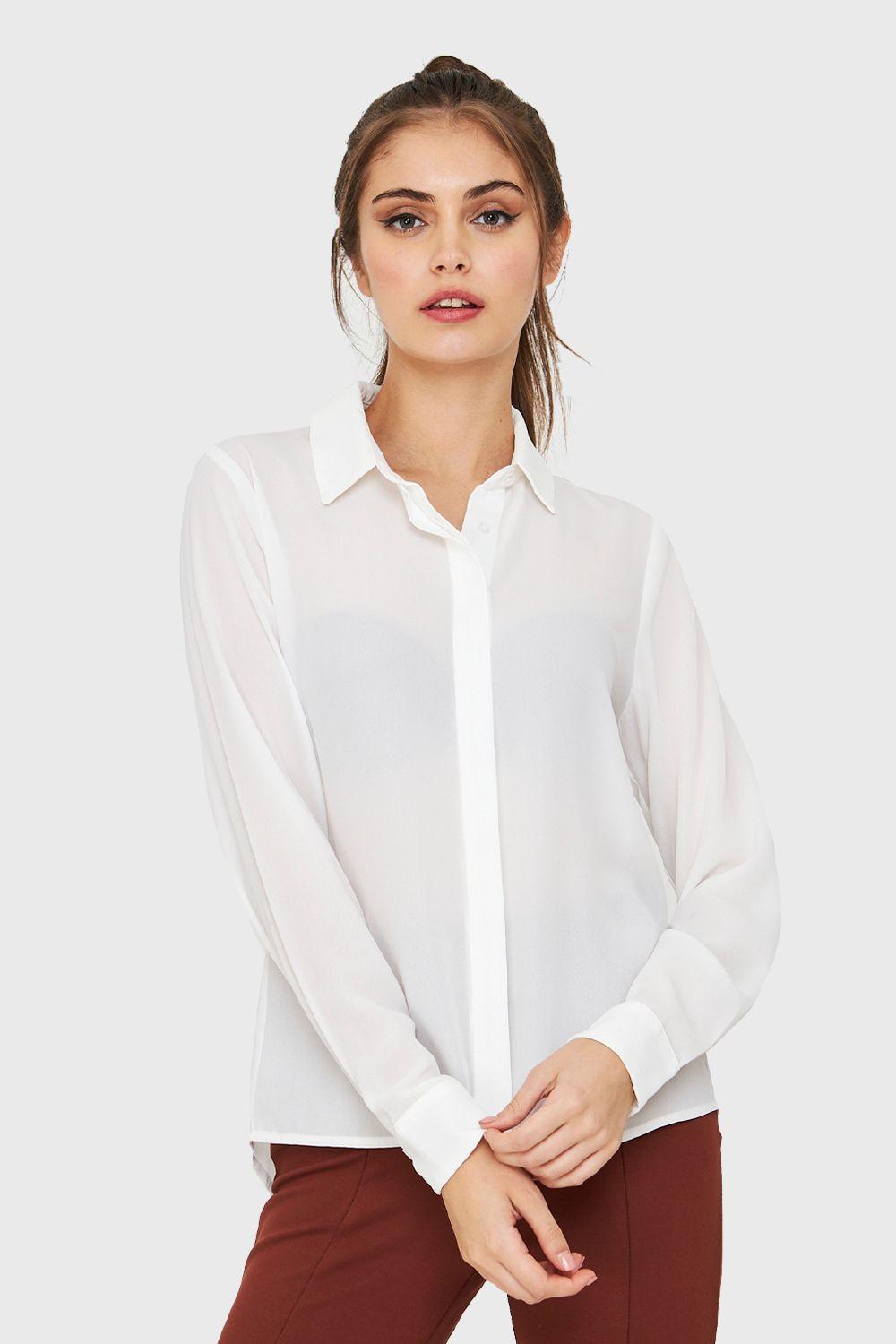 Blusa Básica Botonera Invisible Blanco Nicopoly-4