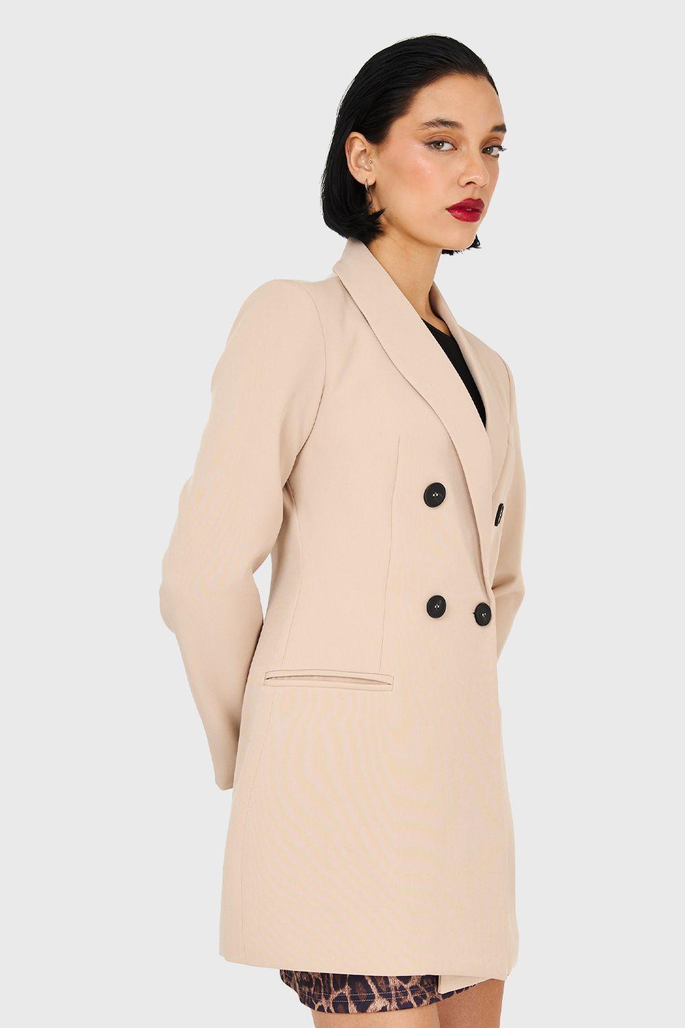 Blazer Cuello Cruzado Khaki Nicopoly-2