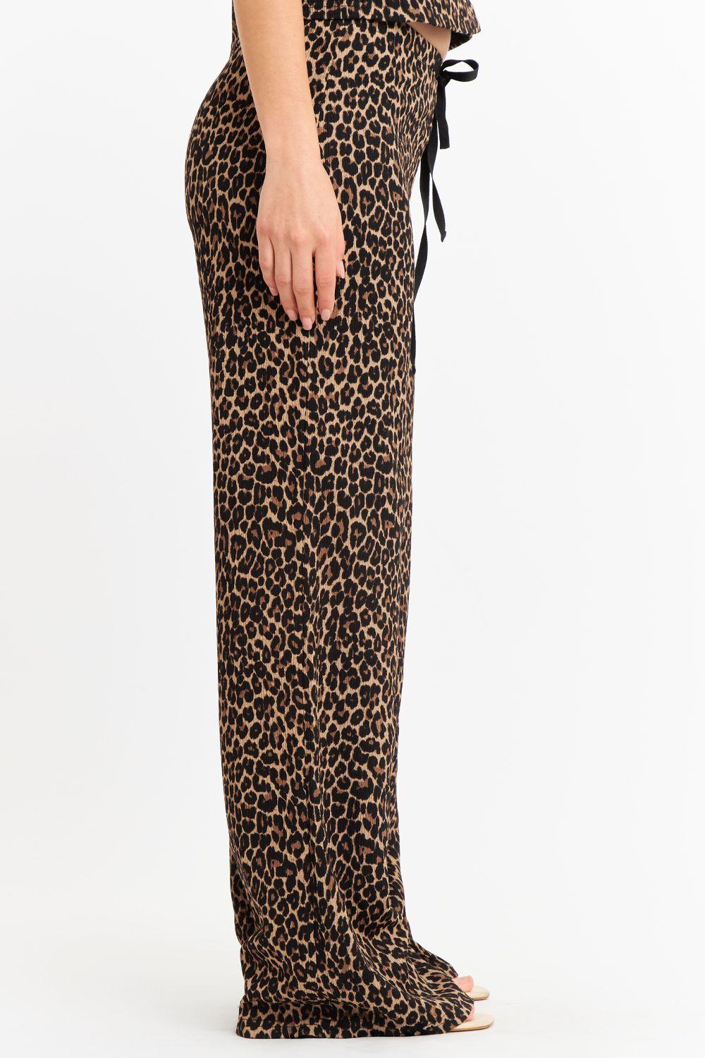 Pantalón Tipo Crepé Animal Print Café Nicopoly-2