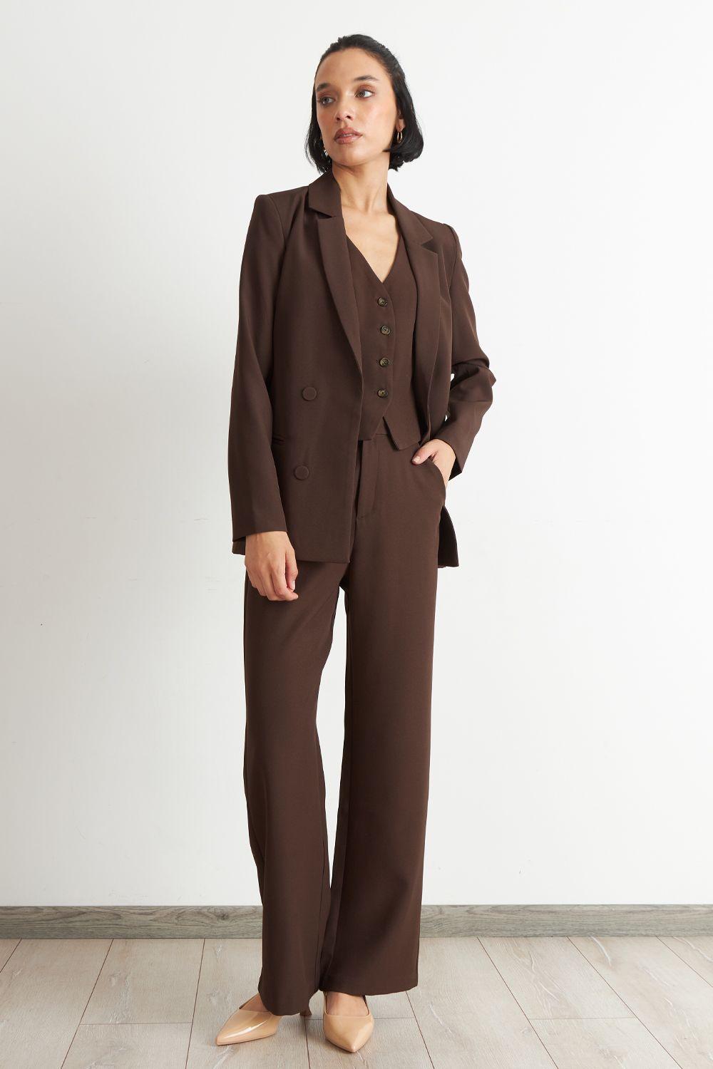 Blazer Básico de Tope Café Nicopoly-1