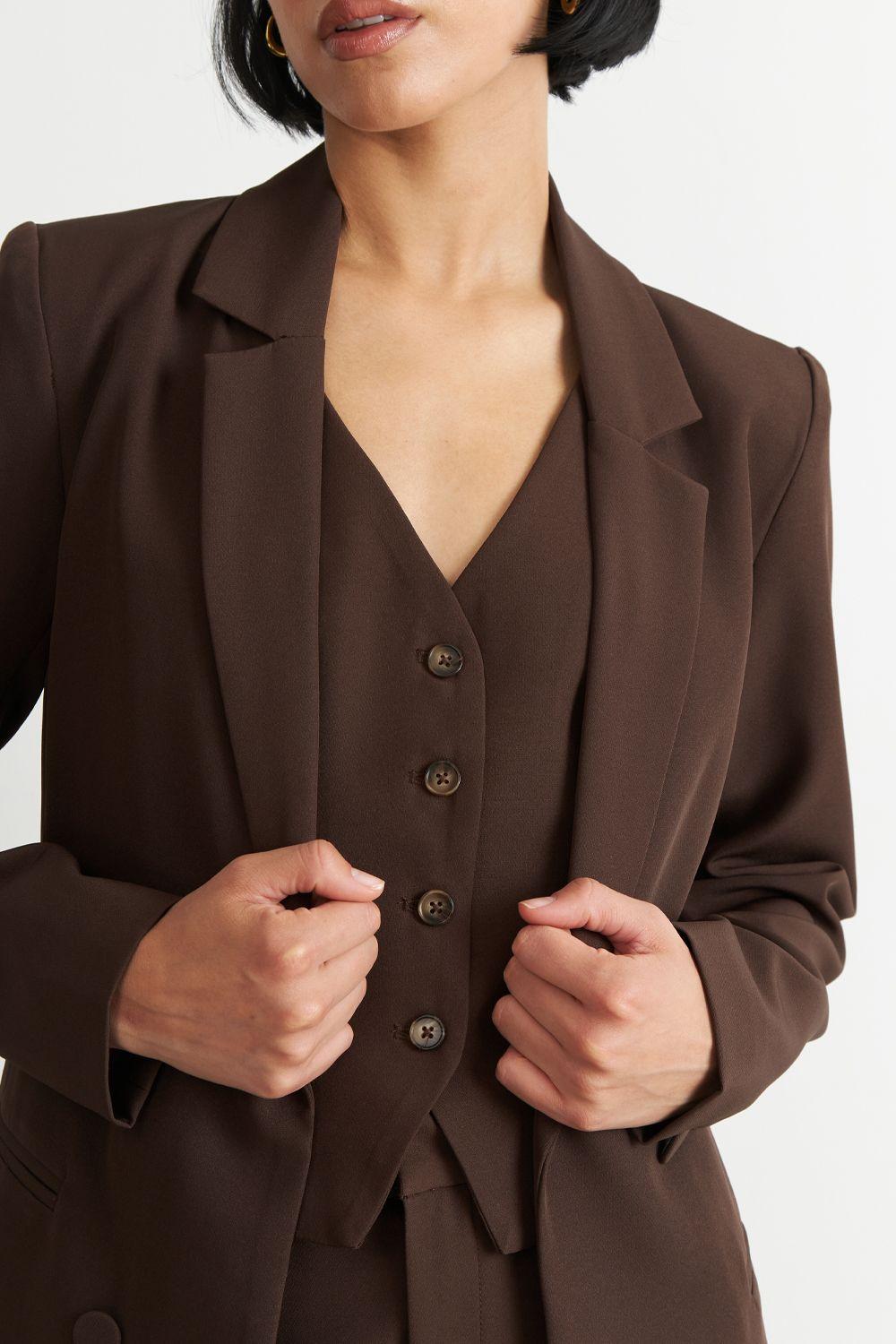 Blazer Básico de Tope Café Nicopoly-5