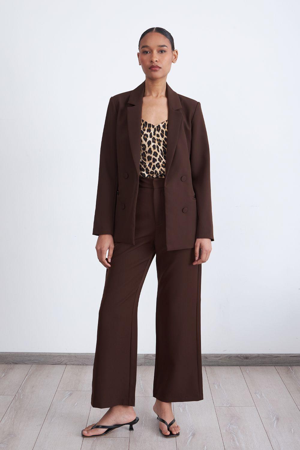 Blazer Básico de Tope Café Nicopoly-1