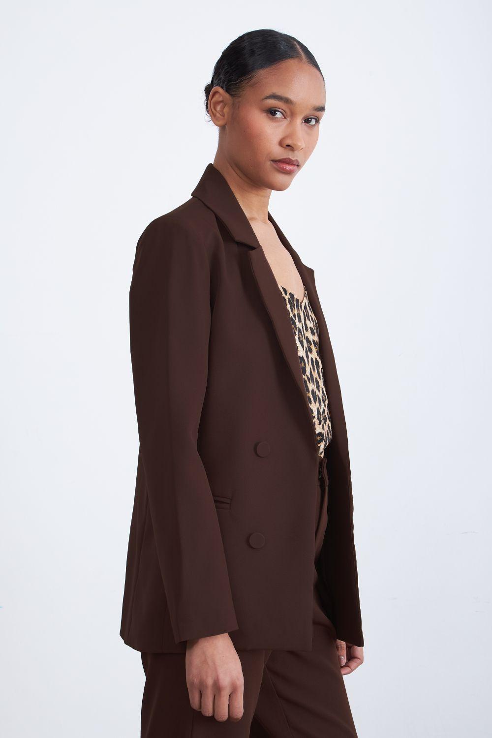 Blazer Básico de Tope Café Nicopoly-2