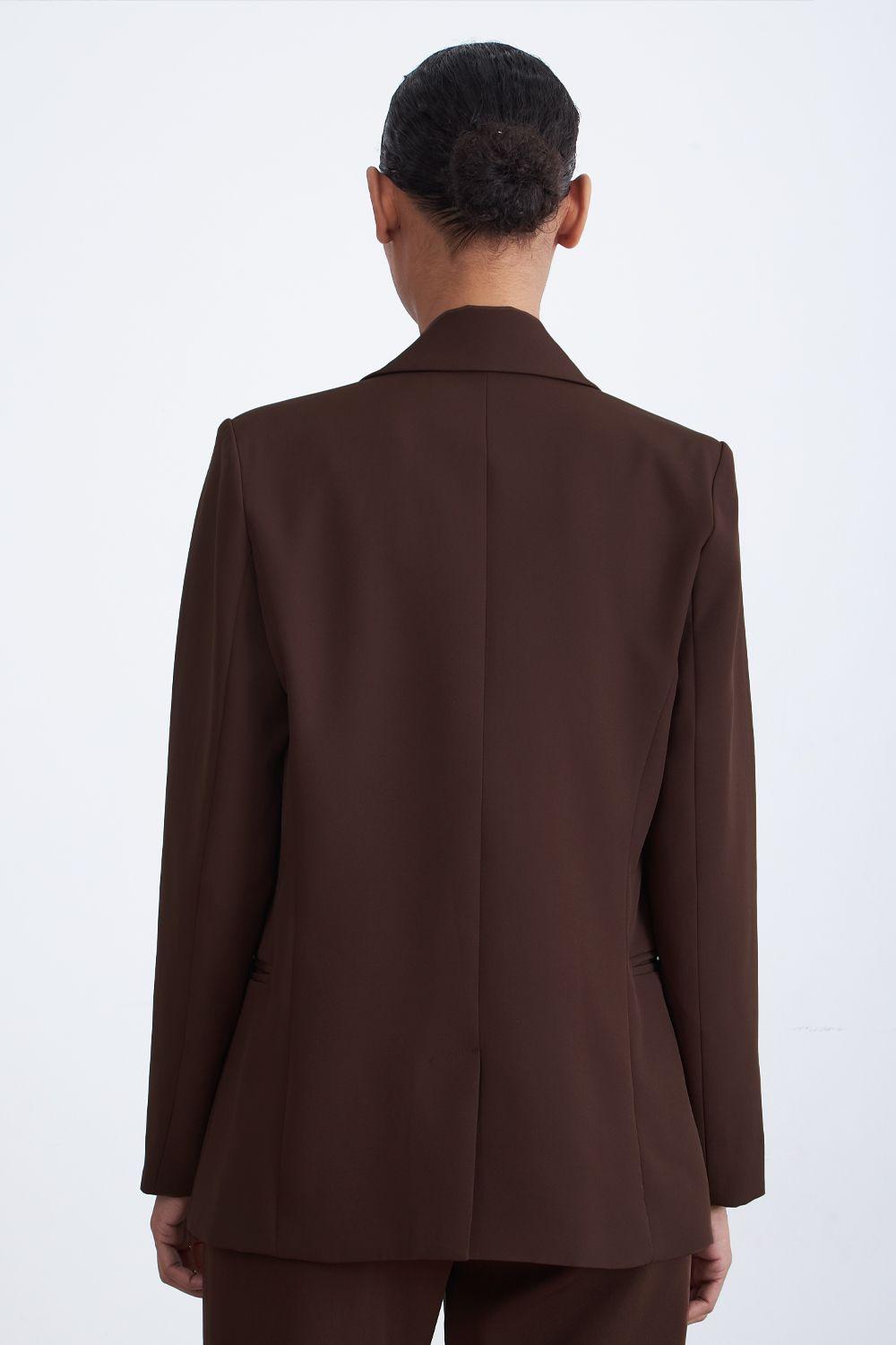 Blazer Básico de Tope Café Nicopoly-3