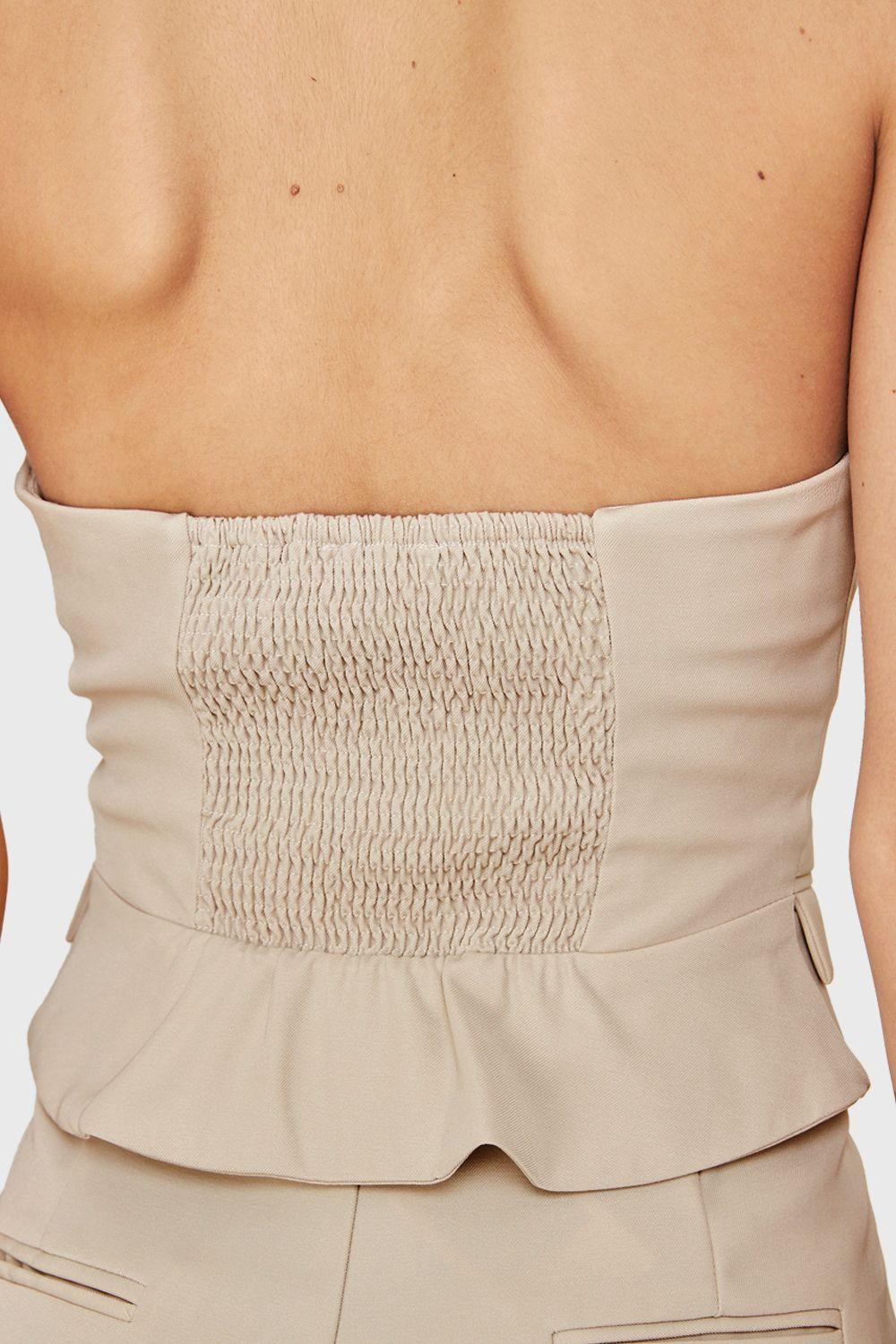 Top Strapless Tipo Sastre Beige Nicopoly-5