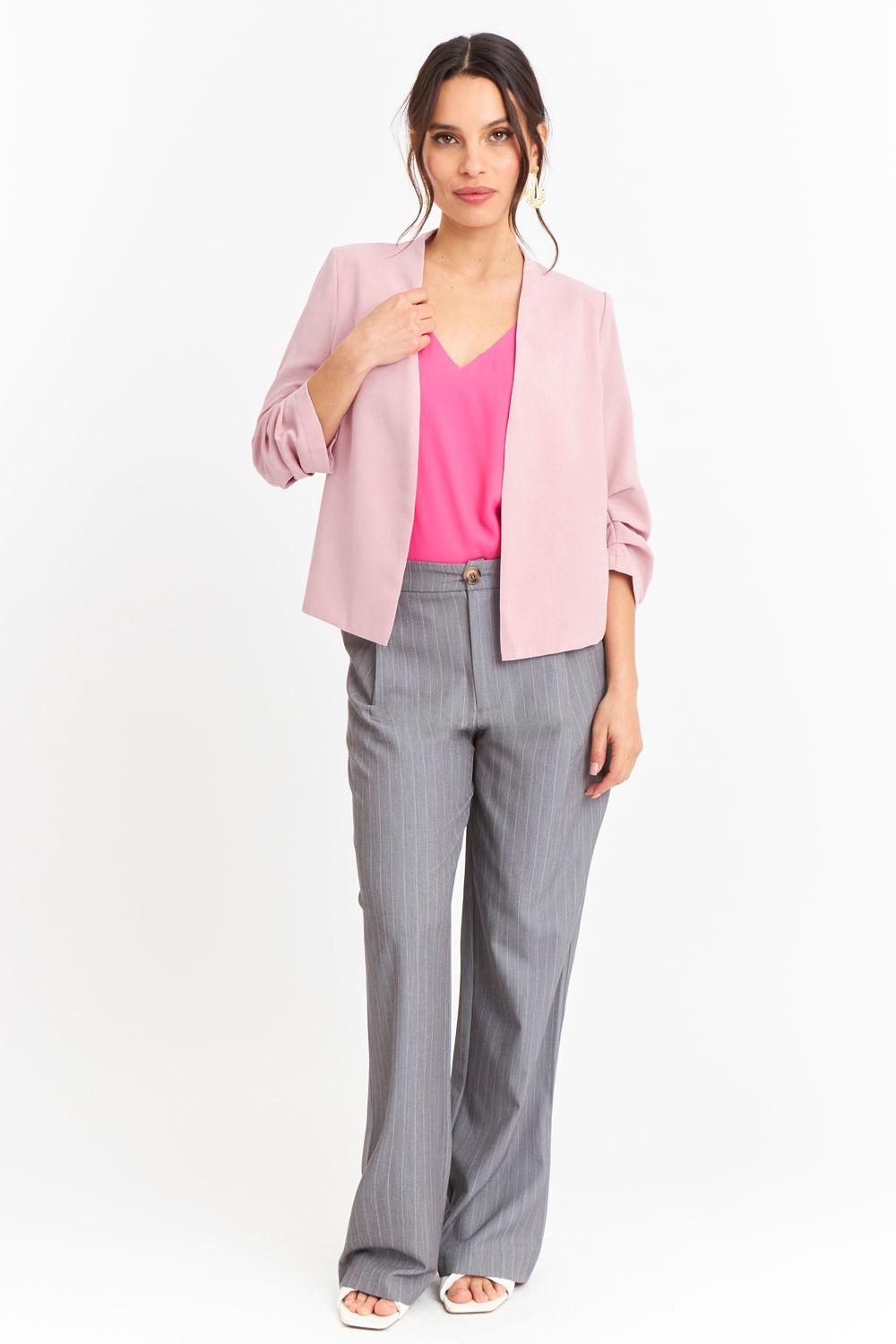 Blazer Cuello Sin Solapa Rosado Nicopoly-1