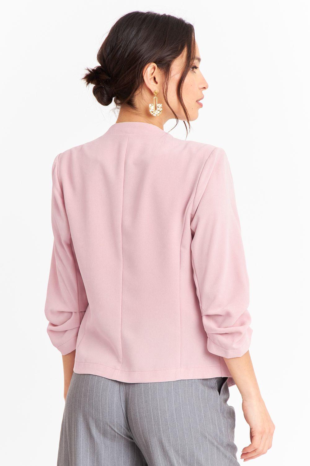 Blazer Cuello Sin Solapa Rosado Nicopoly-3