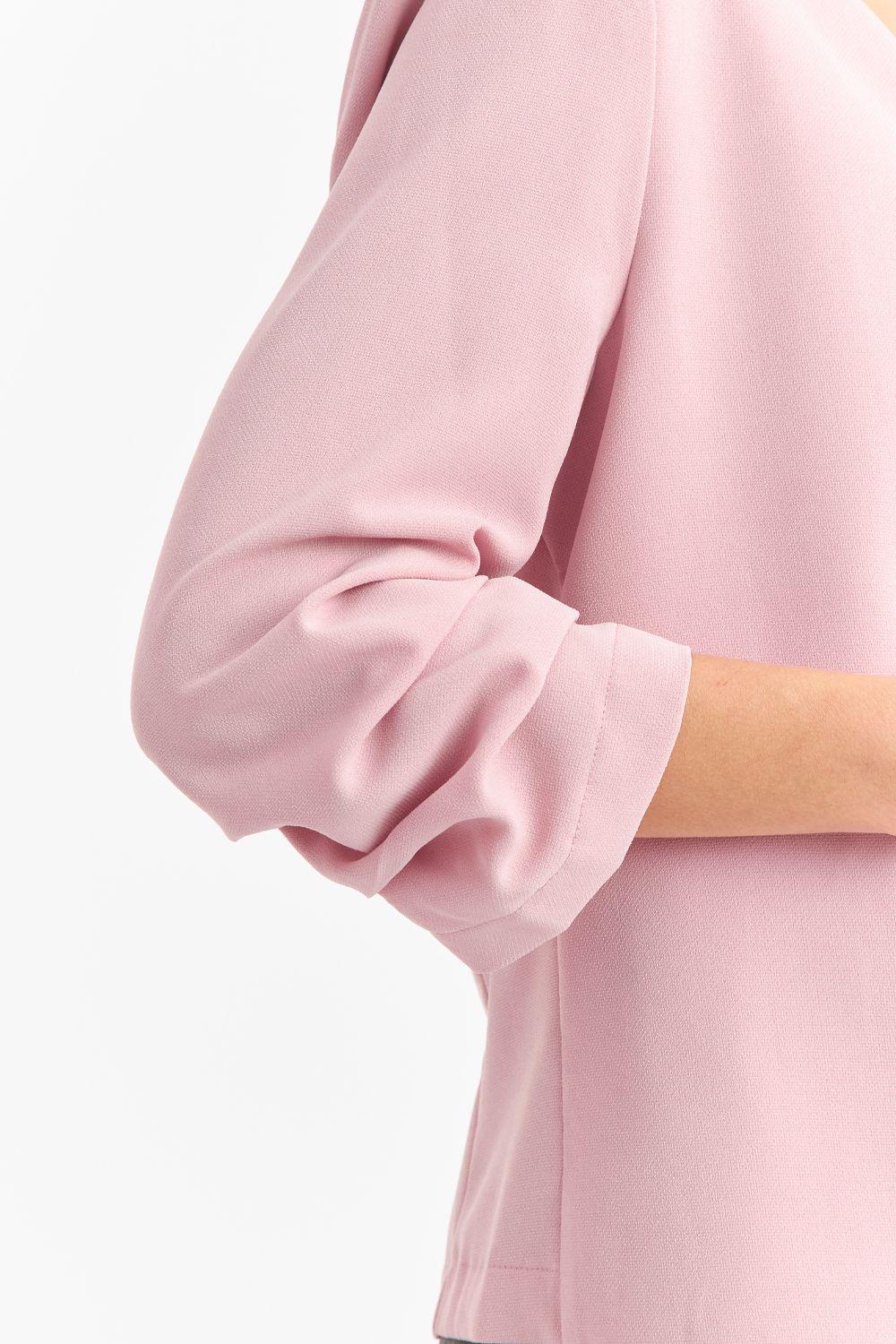 Blazer Cuello Sin Solapa Rosado Nicopoly-5