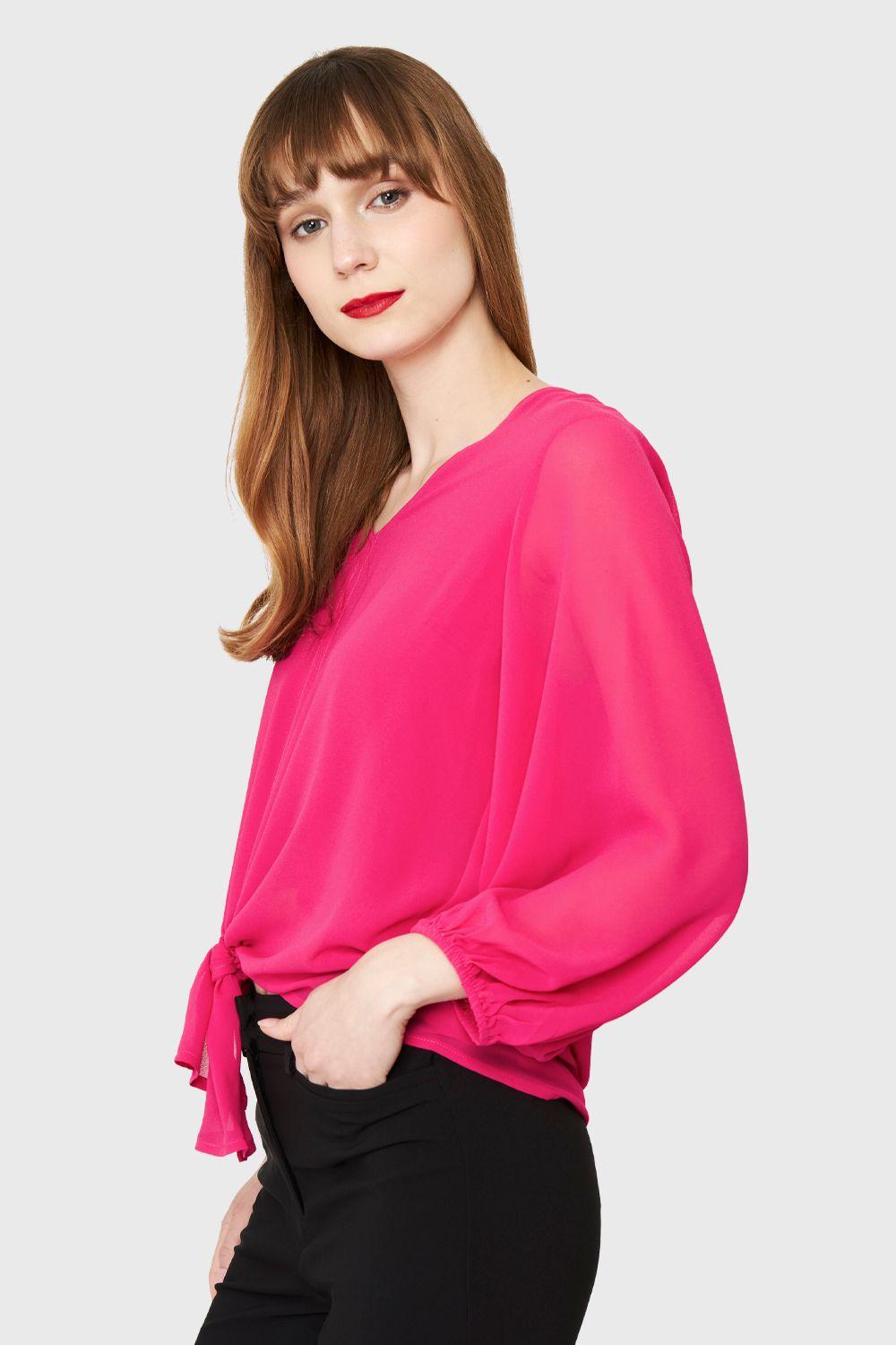 Blusa Básica Nudo Fucsia Nicopoly-2