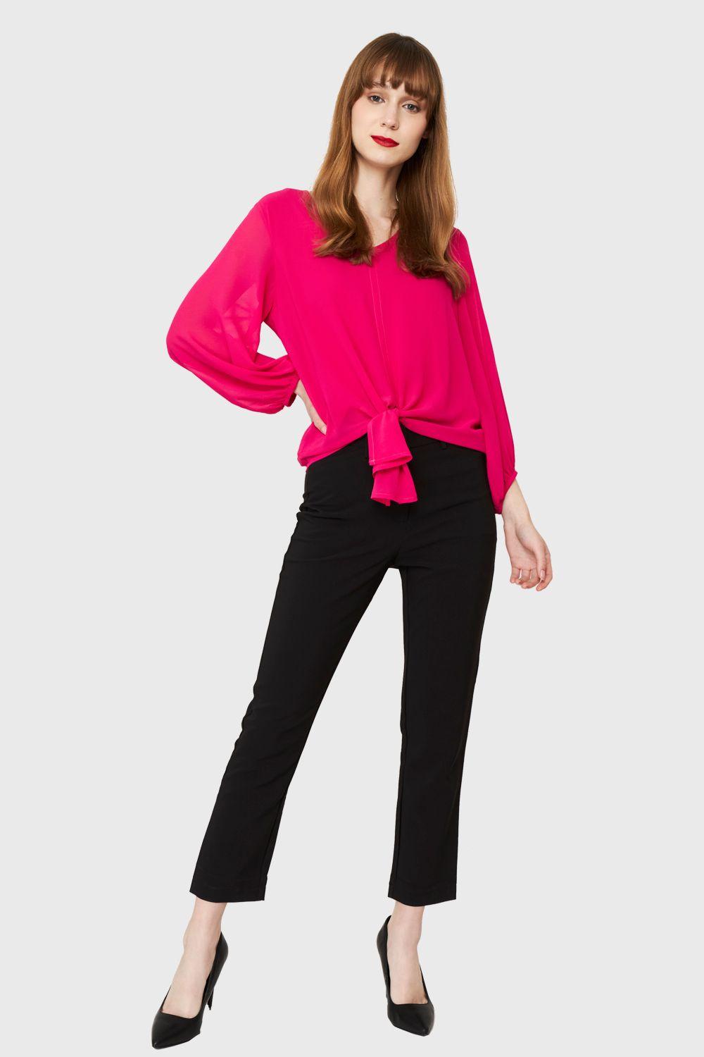 Blusa Básica Nudo Fucsia Nicopoly-1