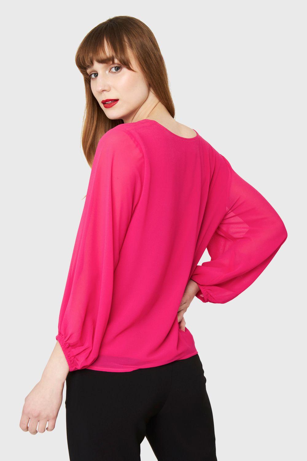 Blusa Básica Nudo Fucsia Nicopoly-3