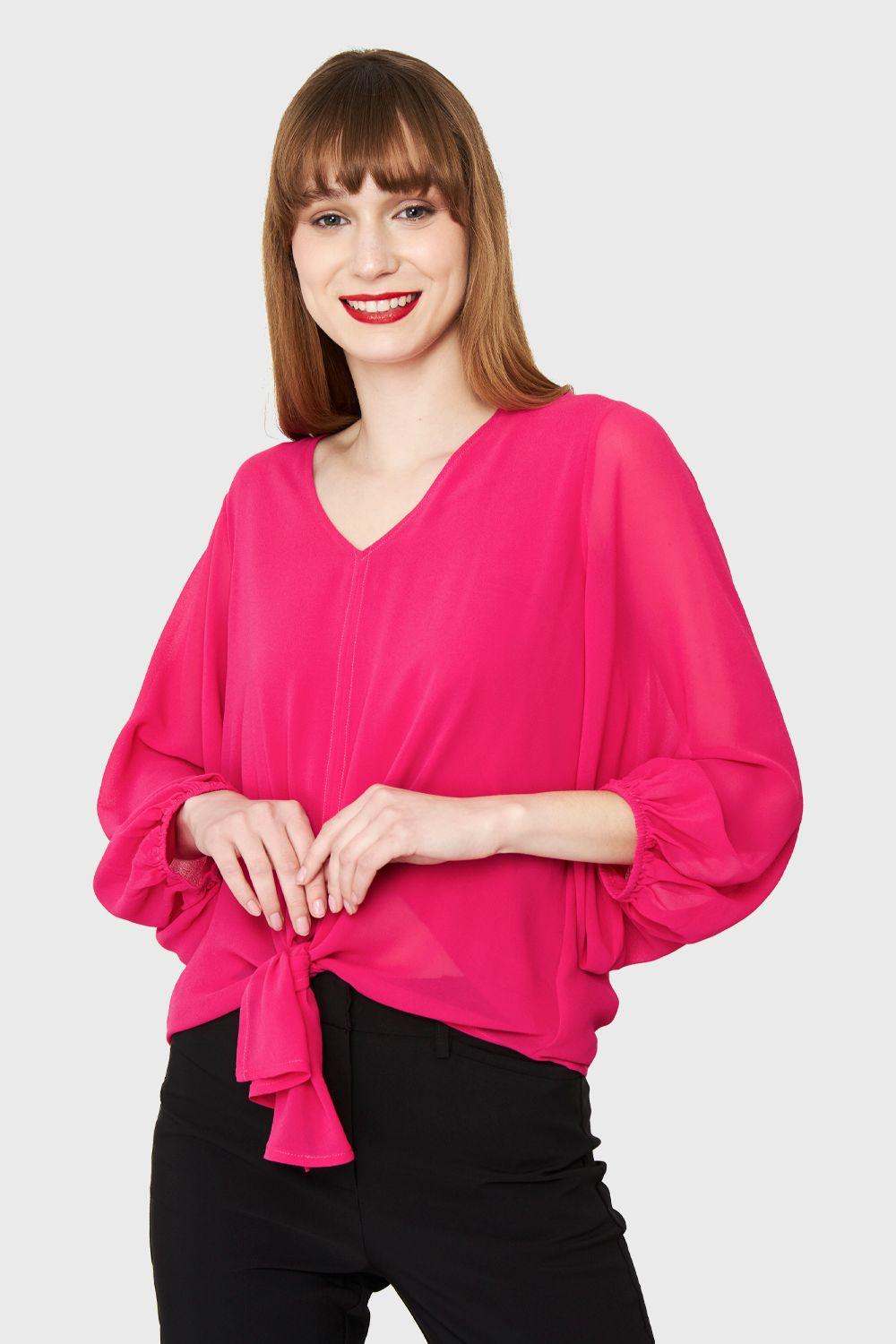 Blusa Básica Nudo Fucsia Nicopoly-4