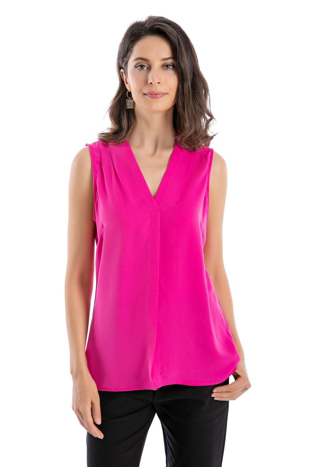 Blusa Pinzas Hombros Fucsia Nicopoly-1