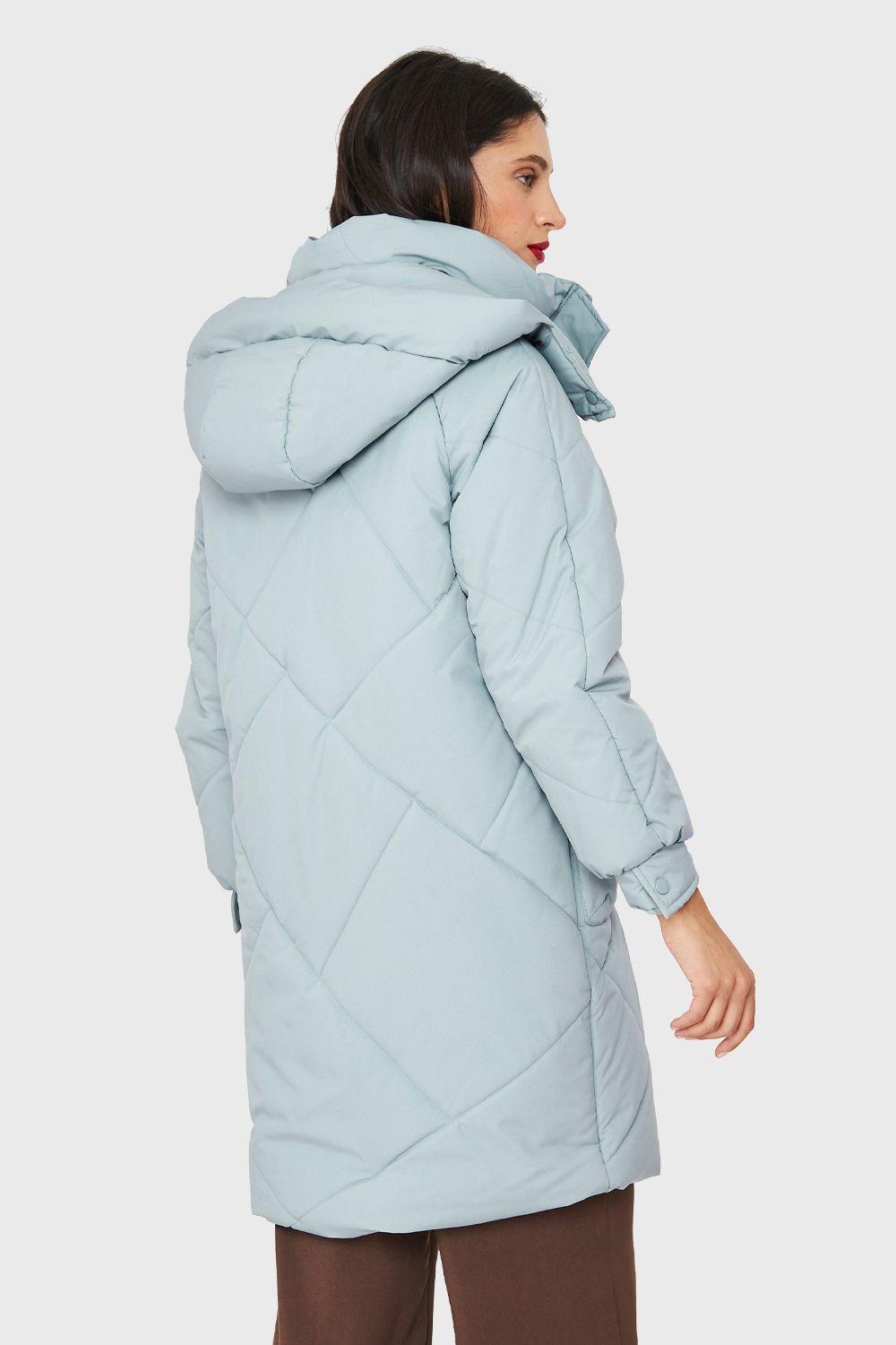 Parka Acolchada Bolsillos Grandes Celeste Pastel Nicopoly-3