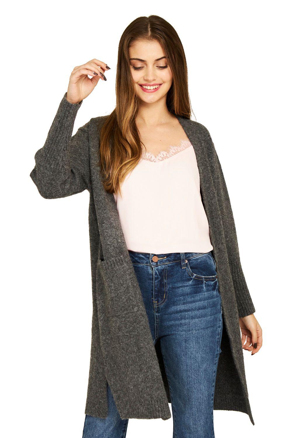 Cárdigan Bolsillos Soft Grafito Nicopoly-0