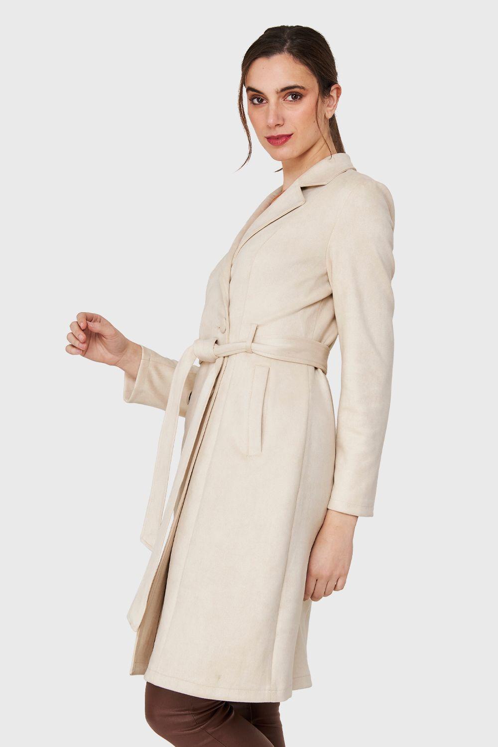 Trench Lazo Tipo Gamuza Beige Nicopoly-2