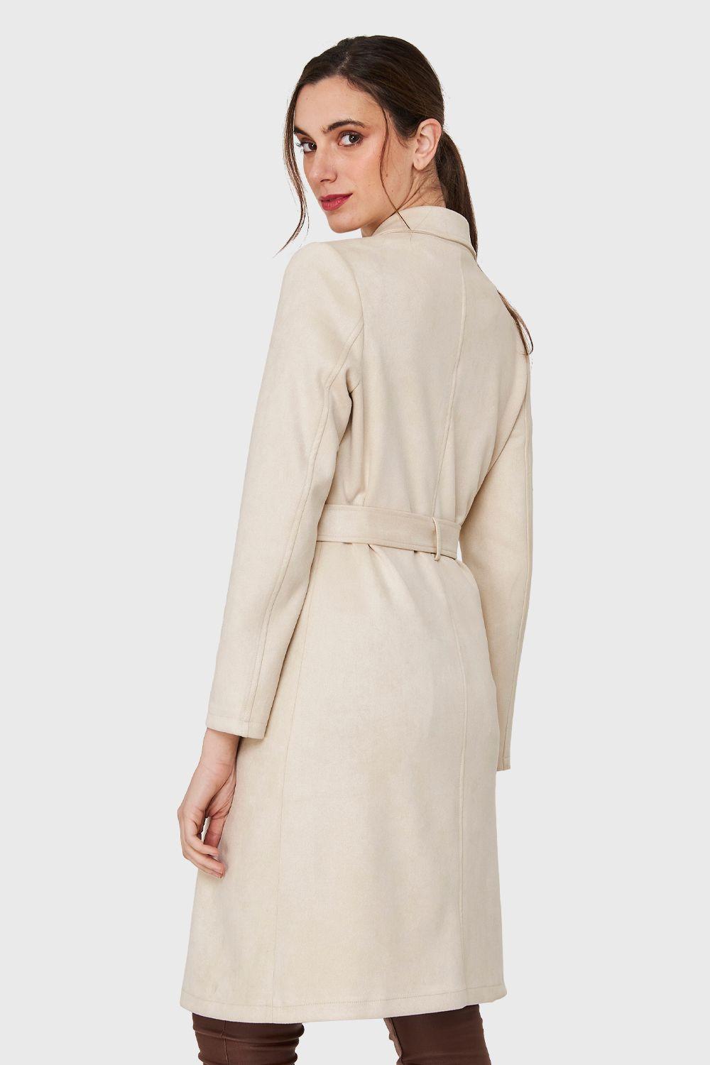 Trench Lazo Tipo Gamuza Beige Nicopoly-3