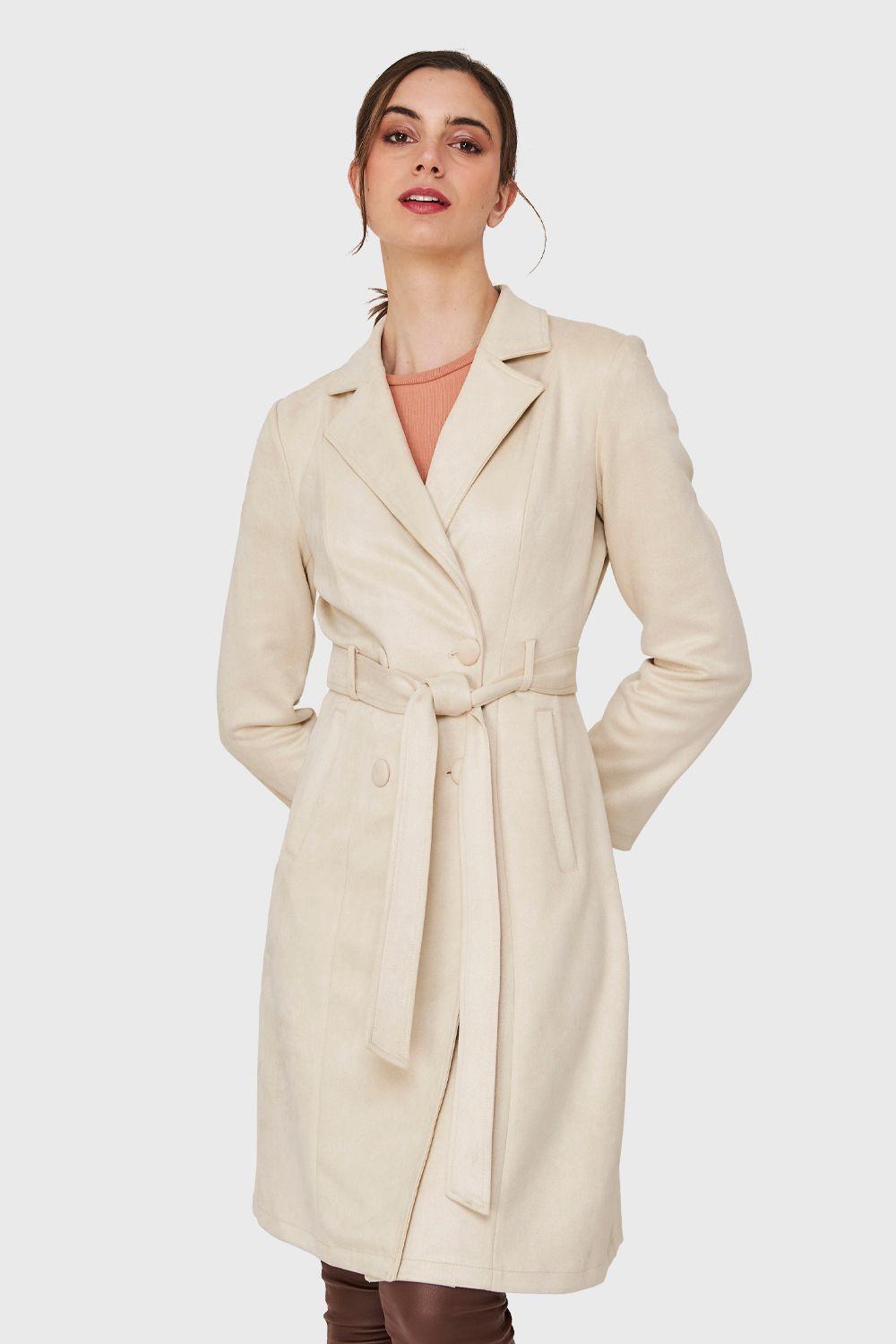 Trench Lazo Tipo Gamuza Beige Nicopoly-4