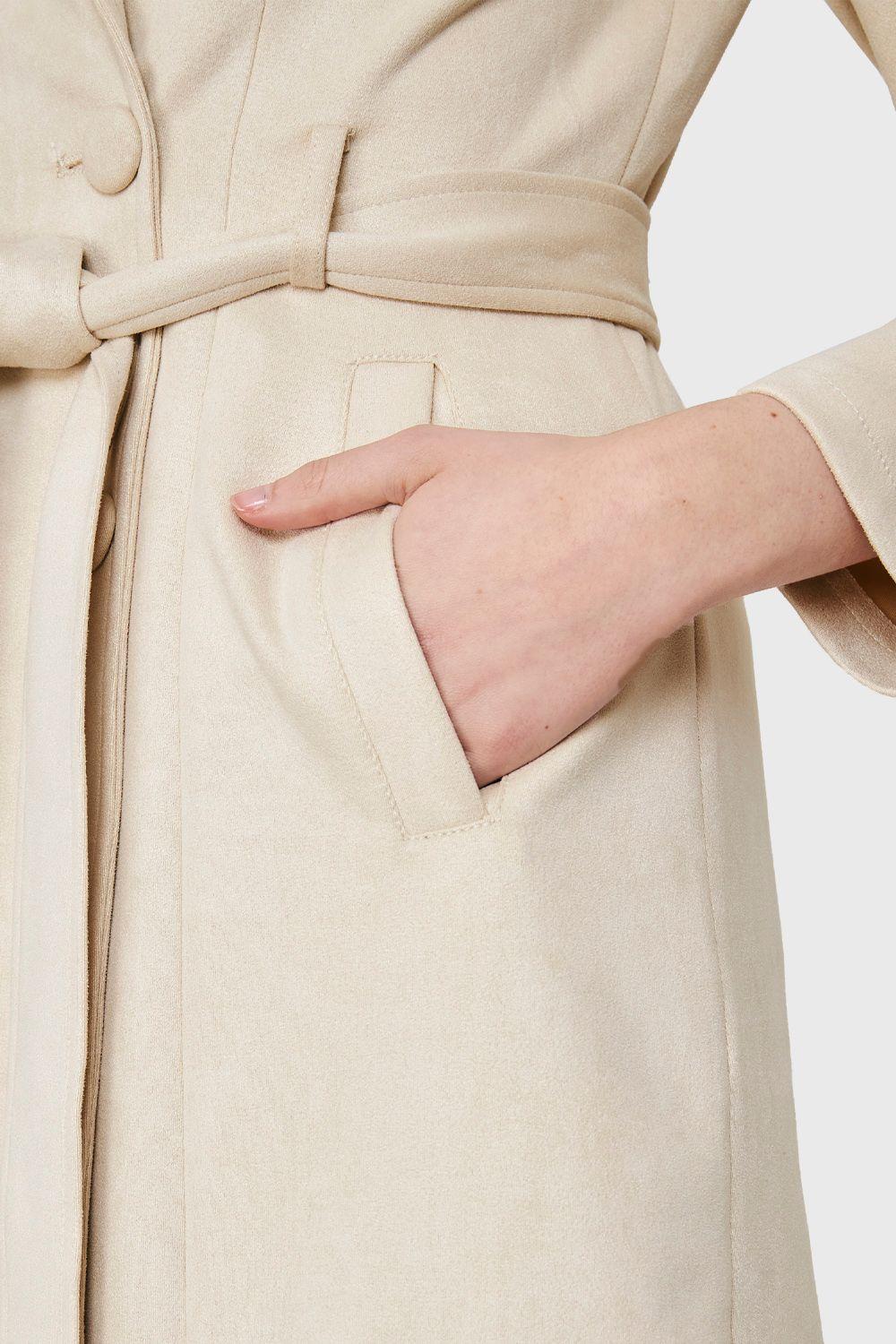 Trench Lazo Tipo Gamuza Beige Nicopoly-5