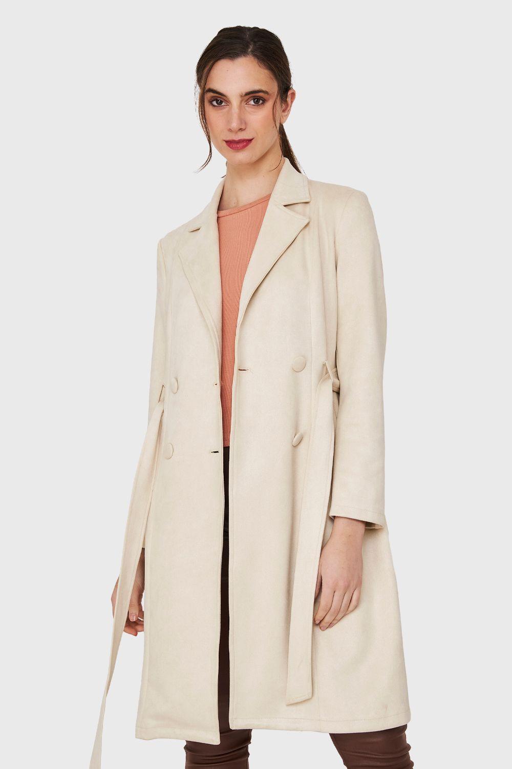 Trench Lazo Tipo Gamuza Beige Nicopoly-0