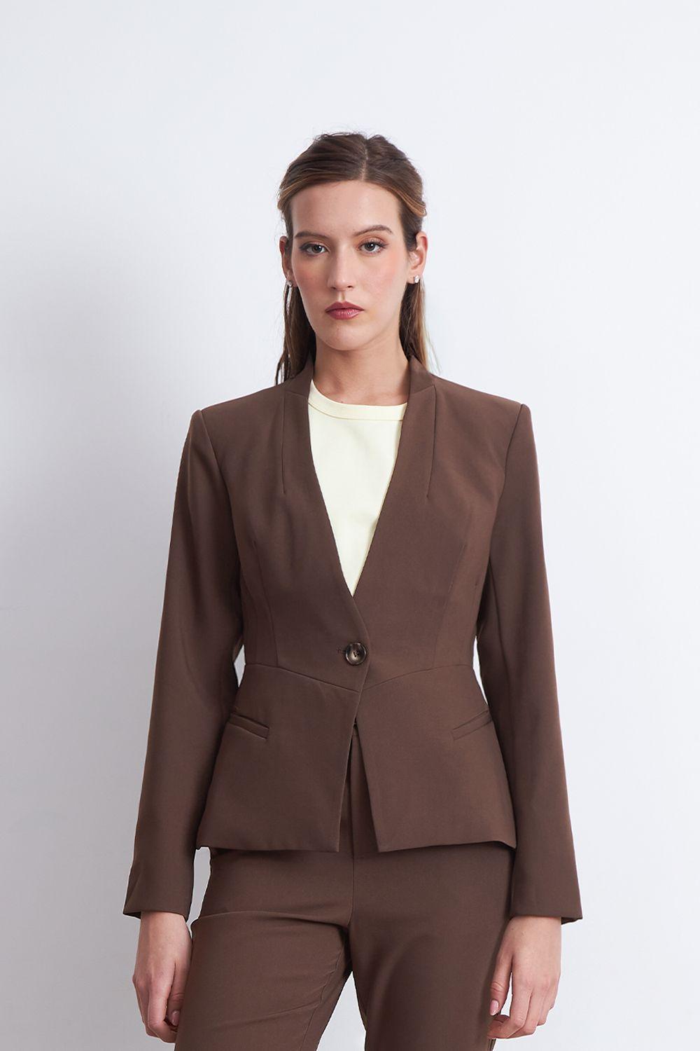 Blazer Básico Sastrero Café Nicopoly-0
