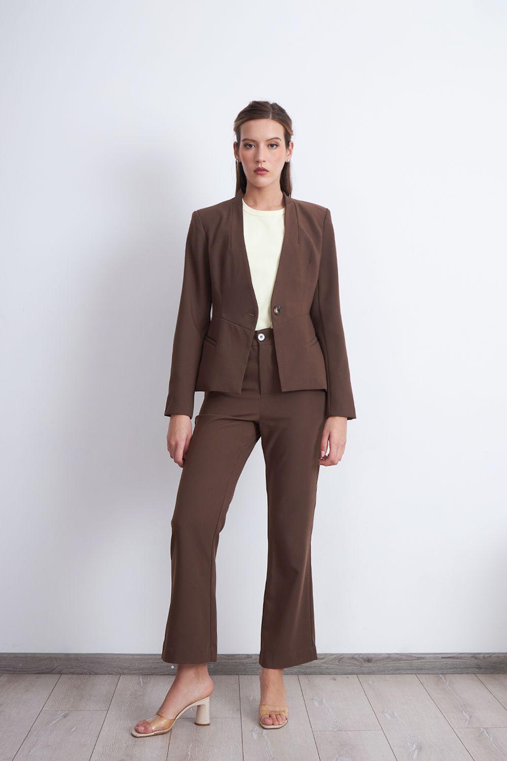 Blazer Básico Sastrero Café Nicopoly-1