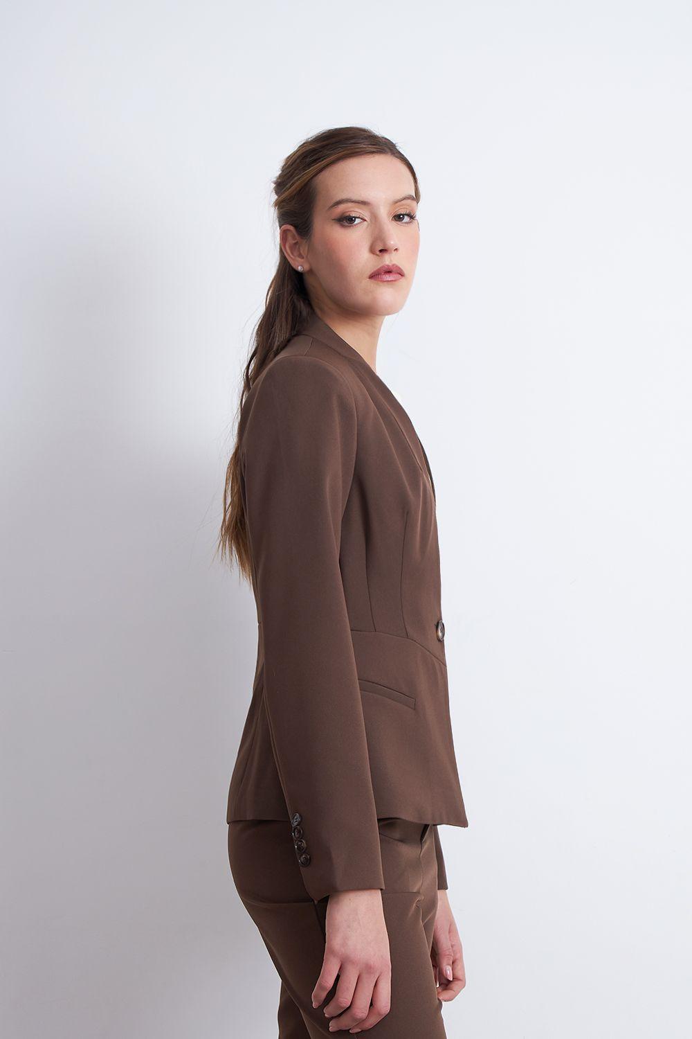 Blazer Básico Sastrero Café Nicopoly-2