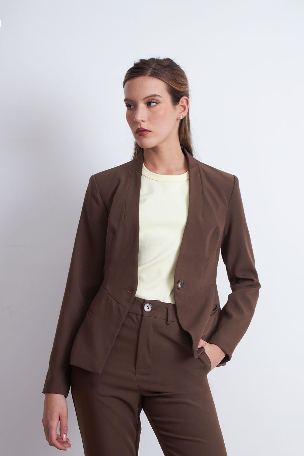 Blazer Básico Sastrero Café Nicopoly-5