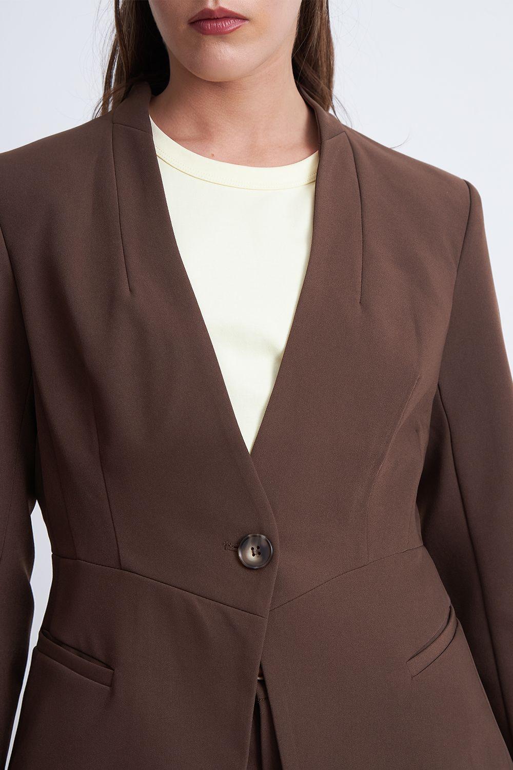 Blazer Básico Sastrero Café Nicopoly-6