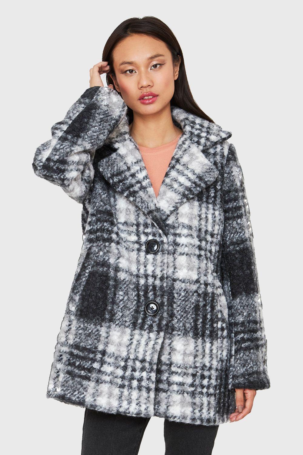 Chaqueta Tartán Botones Gris Nicopoly-4