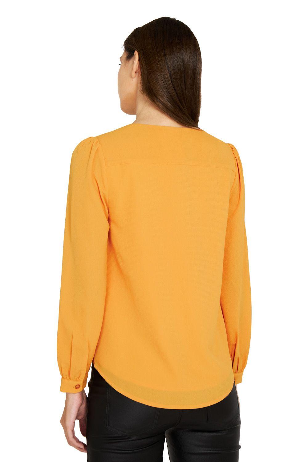 Blusa Básica Pliegues Amarillo Nicopoly-3