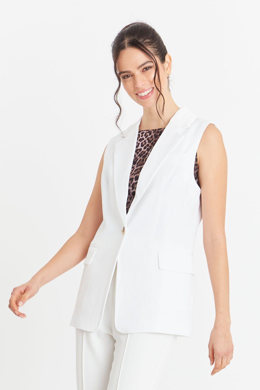 Blazer Sin Mangas Bolsillos Blanco Nicopoly-4