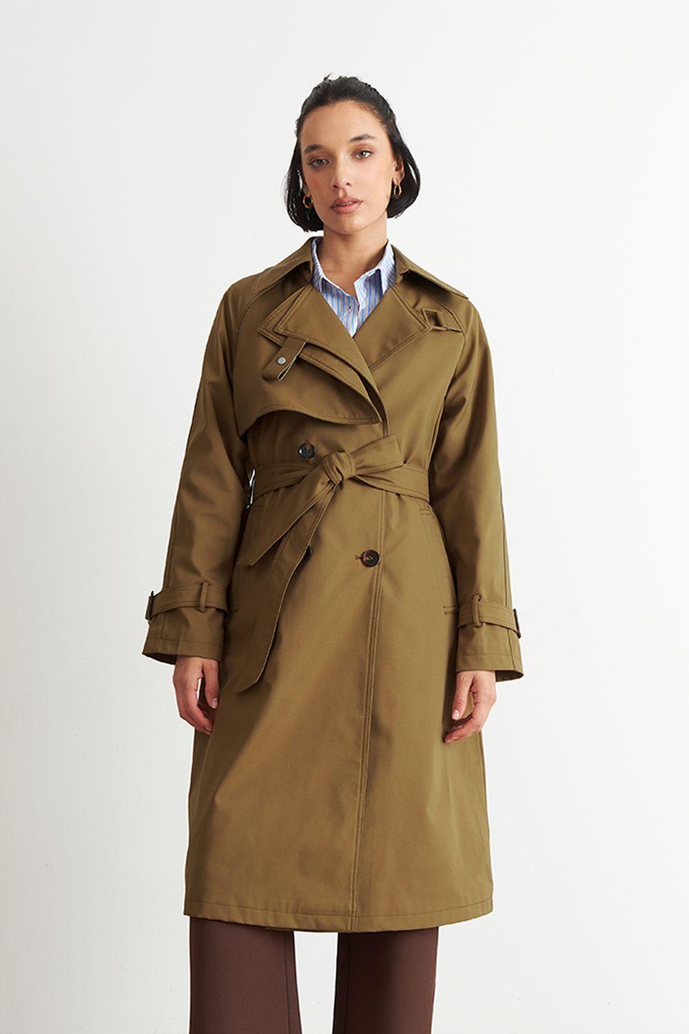 Trench Clásico Doble Botonadura Café Nicopoly-0