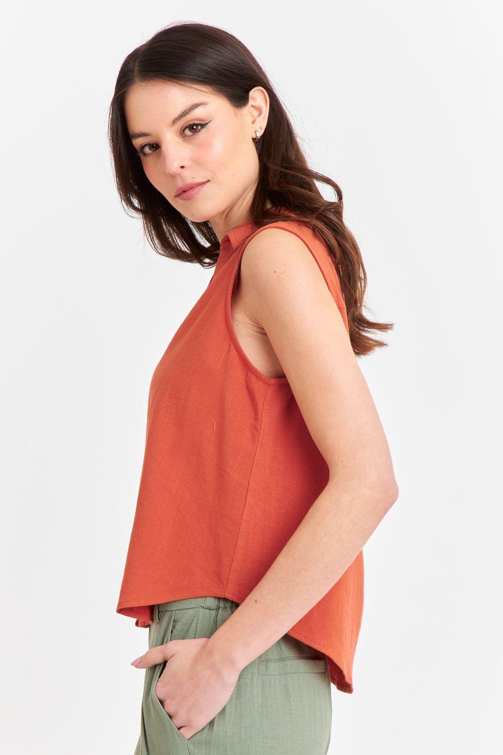 Camisa Sin Mangas Tipo Lino Óxido Nicopoly-2