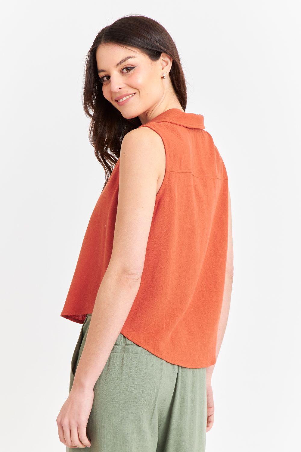 Camisa Sin Mangas Tipo Lino Óxido Nicopoly-3