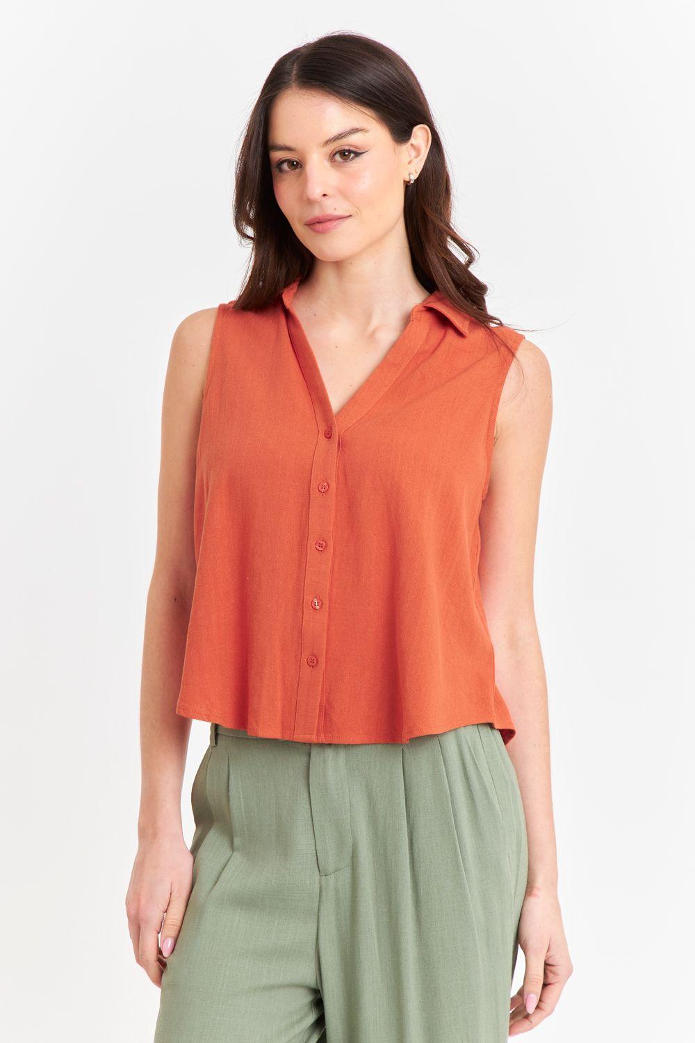 Camisa Sin Mangas Tipo Lino Óxido Nicopoly-4