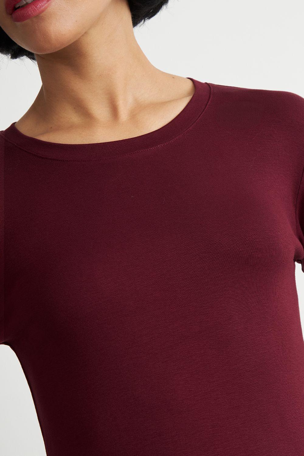 Polera Manga Larga Cuello Redondo Burdeo Nicopoly-5