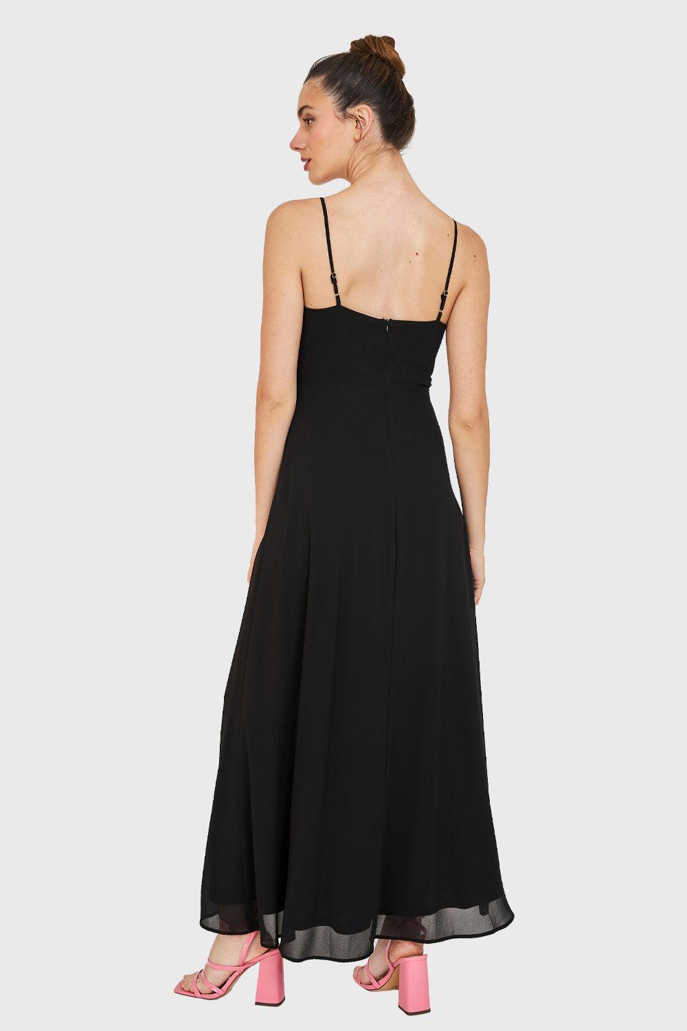 Maxi Vestido Detalle Nudo Negro Nicopoly-3