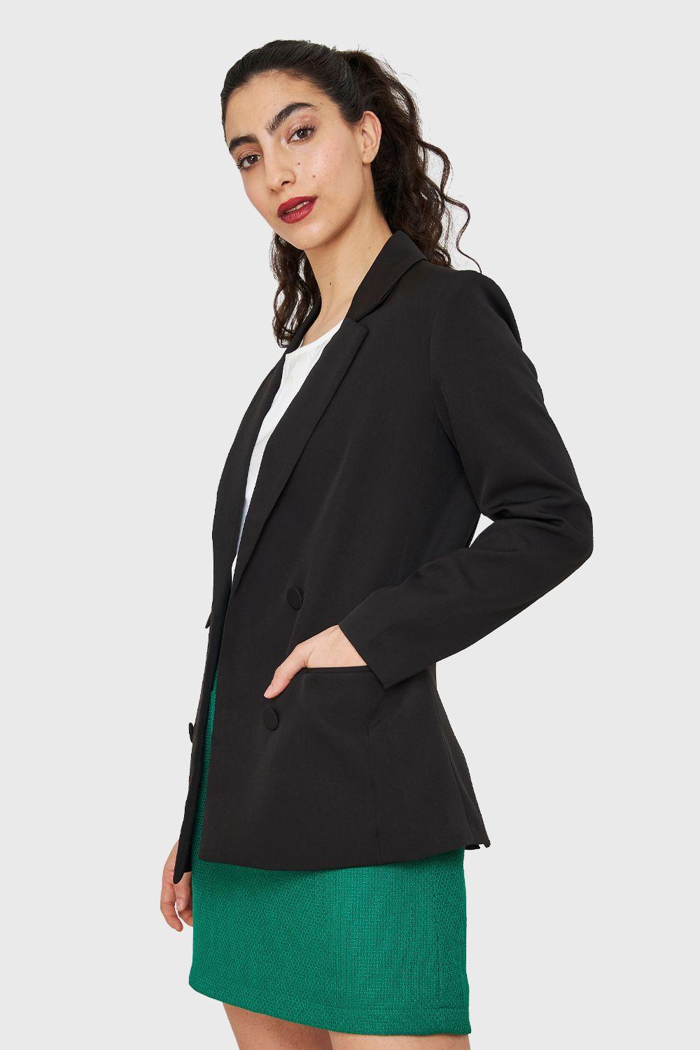 Blazer Botones Decorativos Negro Nicopoly-2