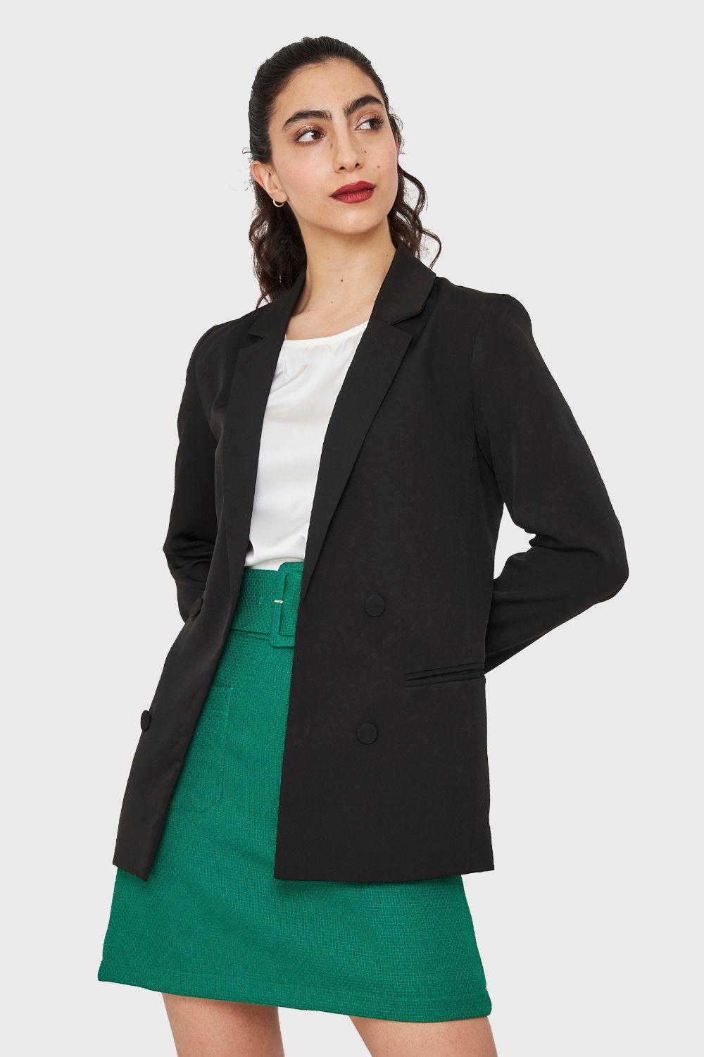 Blazer Botones Decorativos Negro Nicopoly-4