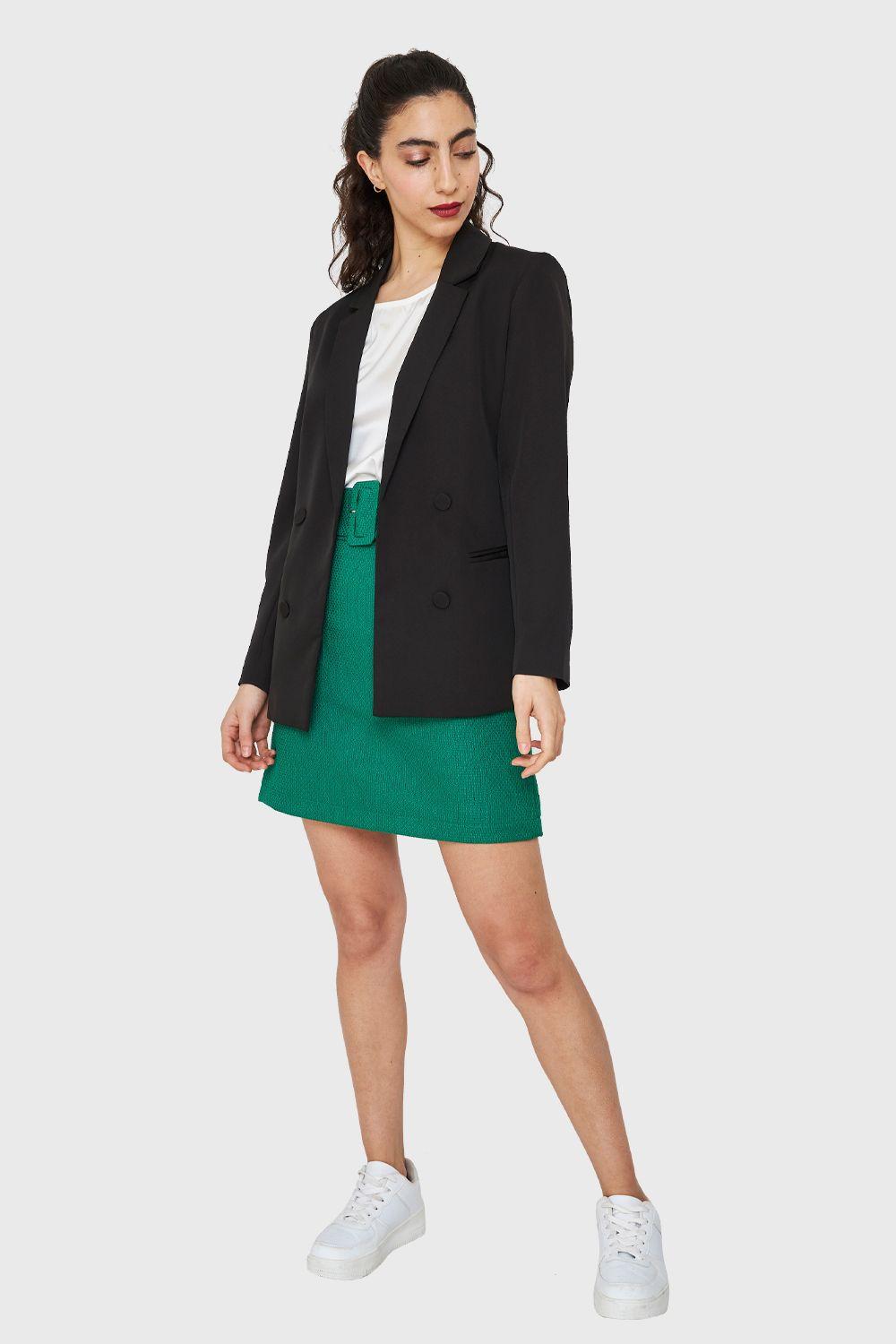 Blazer Botones Decorativos Negro Nicopoly-1