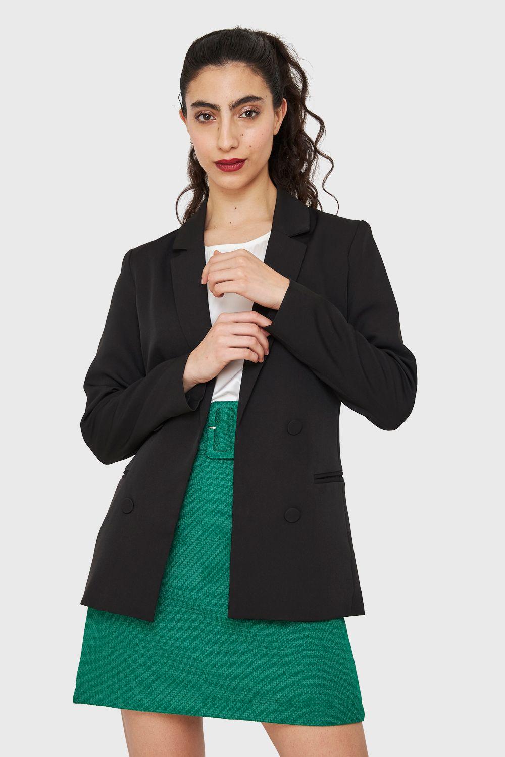 Blazer Botones Decorativos Negro Nicopoly-0