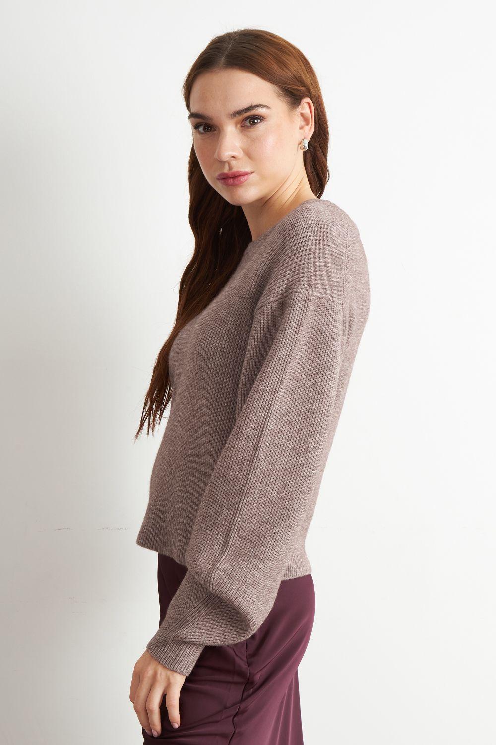 Sweater Jaspeado Cuello Redondo Khaki Nicopoly-2