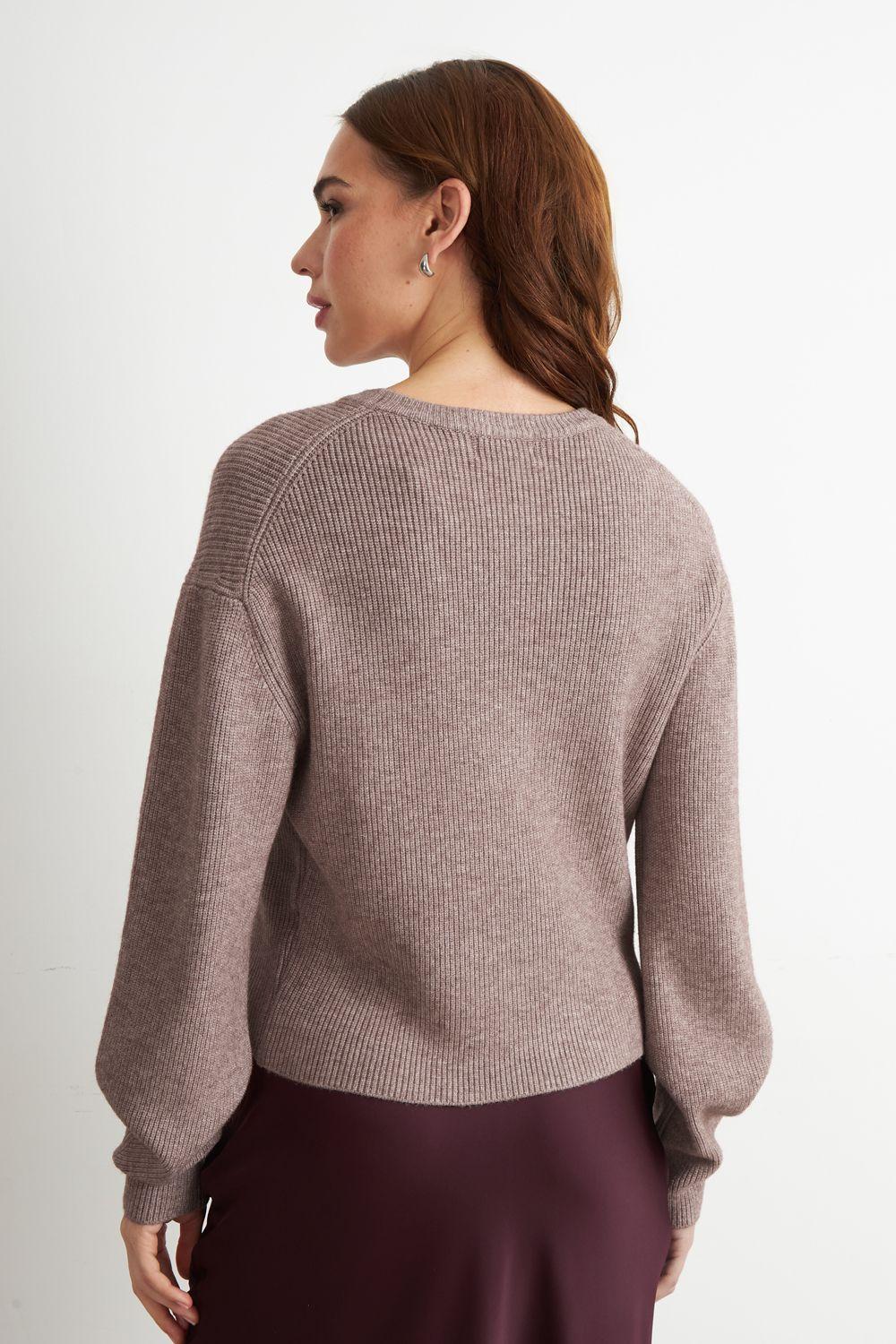 Sweater Jaspeado Cuello Redondo Khaki Nicopoly-3