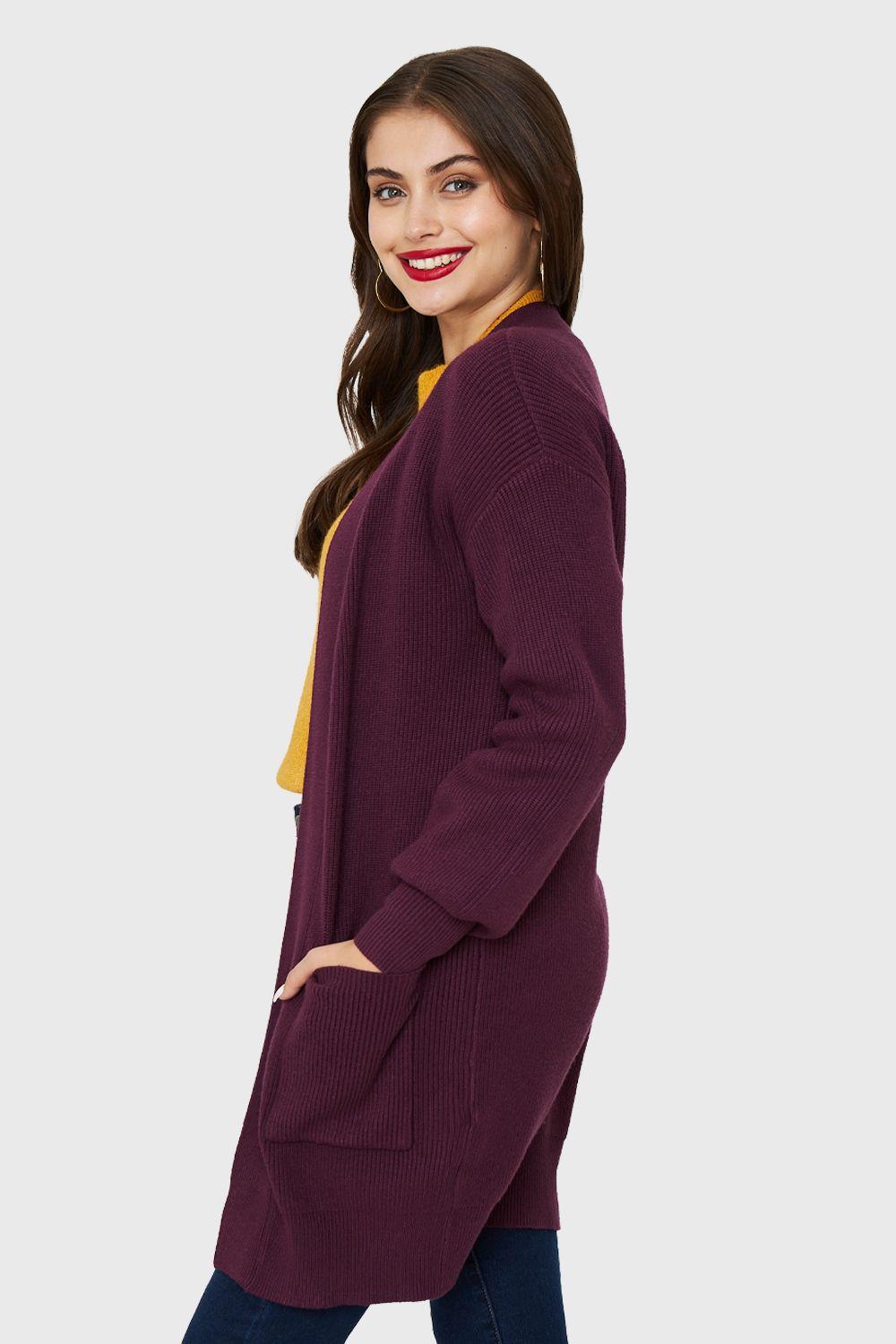 Cárdigan Bolsillos Morado Nicopoly-2