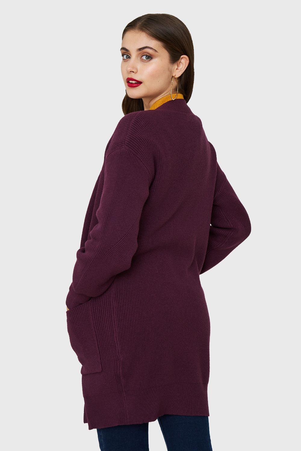 Cárdigan Bolsillos Morado Nicopoly-3